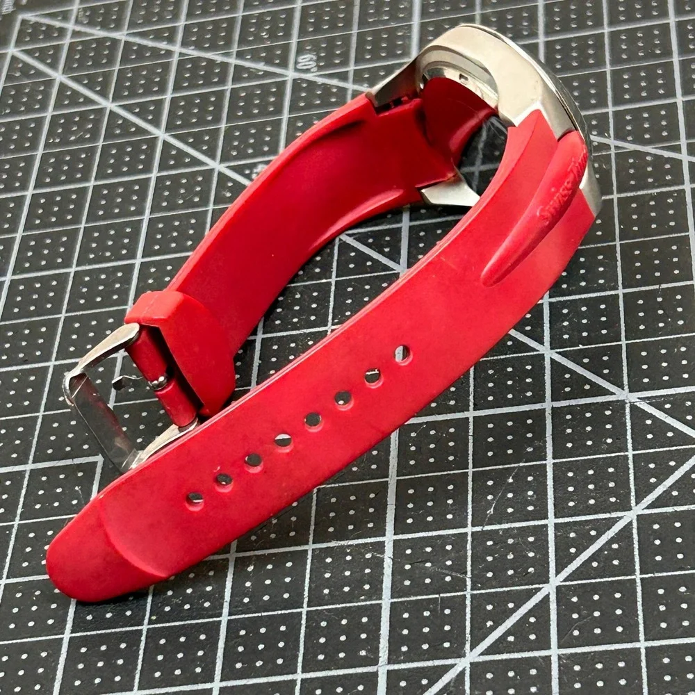 Nike Air Just Do It 1238 Mens Red Dial Quartz Watch Made in USA Red Rubber Strap